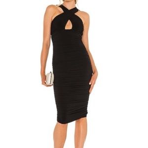 Nookie Black Aria Ruched Midi Dress